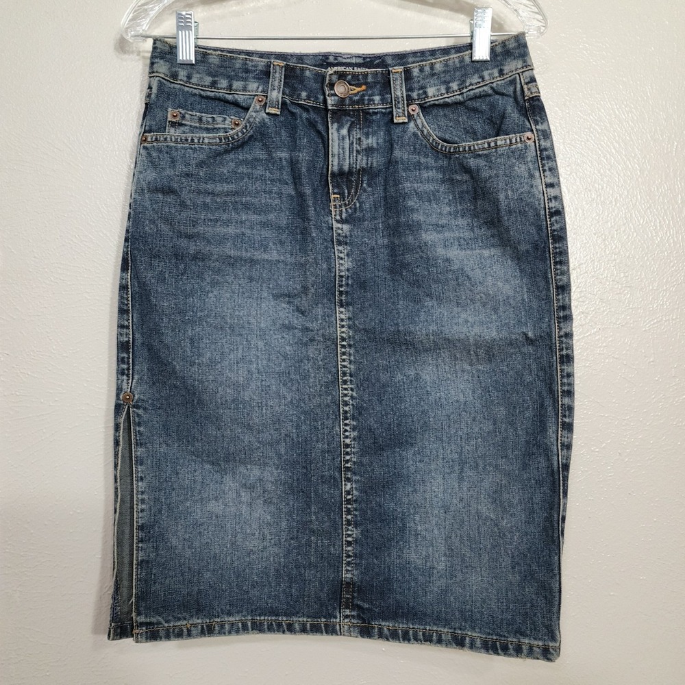 American Eagle Skirts Women's 2 Blue Pockets Side Split‎ Distress Hem